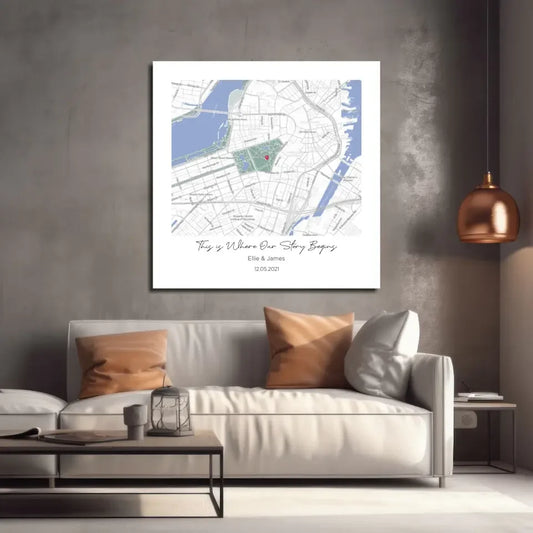 Personalized City Map Glass Wall Art Where Your Story Begins | Insigneart USA | vintageantiquesgifts.com
