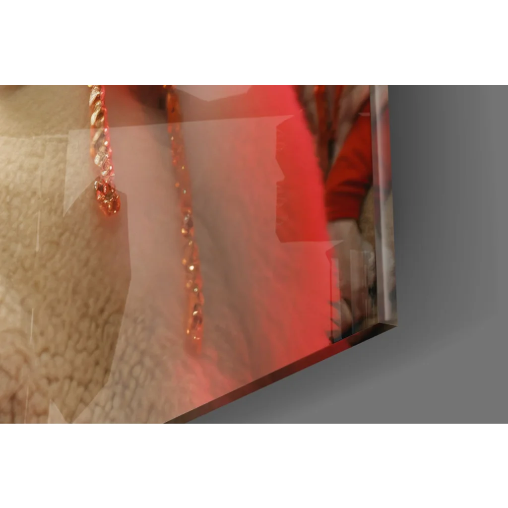 Gold chain necklace with pink poodles wall art pendant