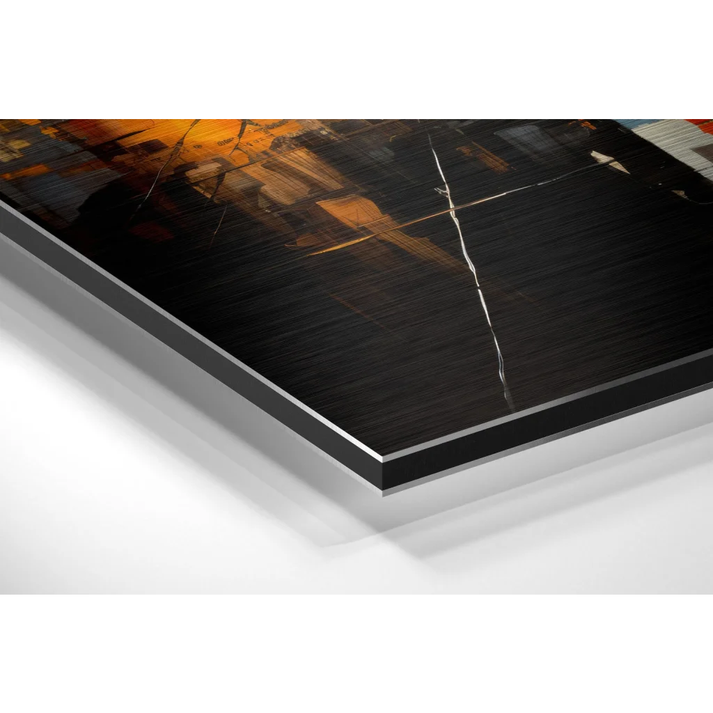 Glass Wall Art City at Night Brushed Aluminum Dibond Wall Art