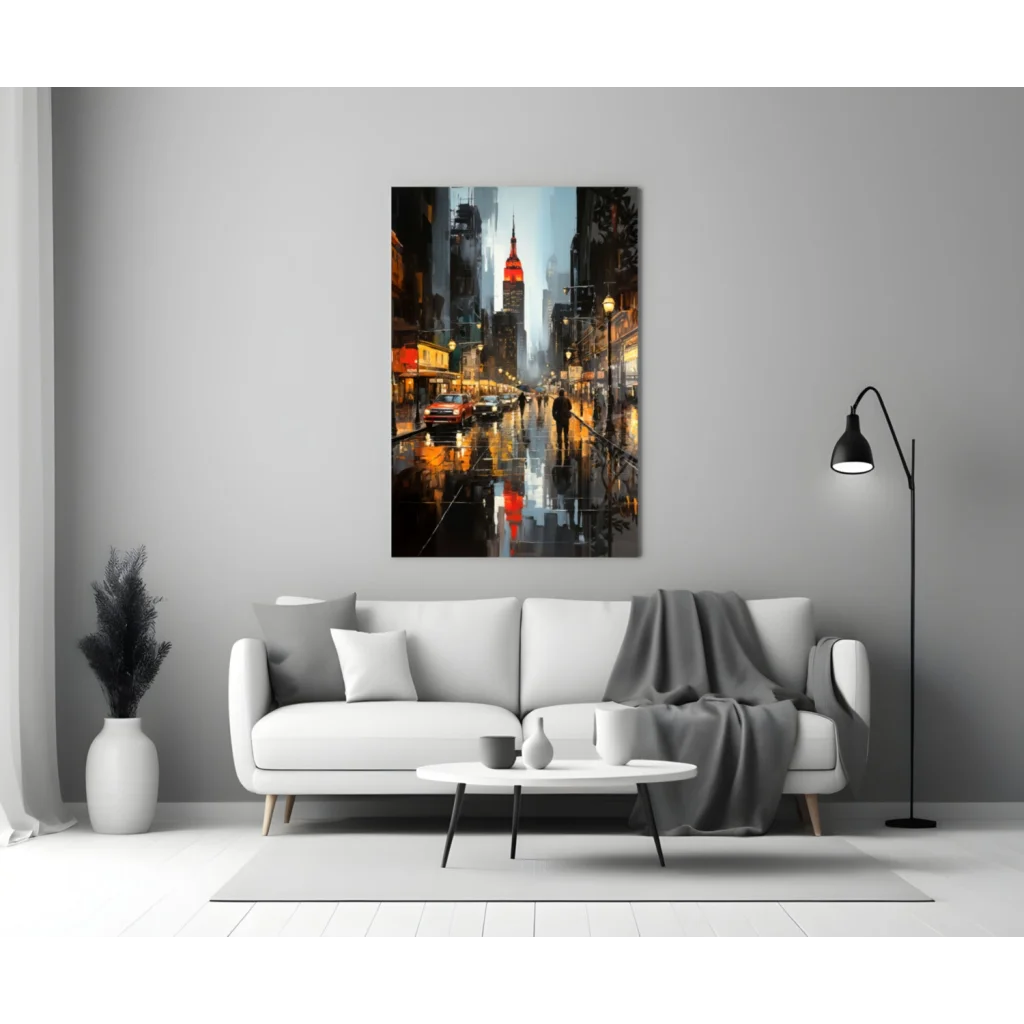 Empire State Building Rainy Night Canvas Wall Art | Modern Wall Art Decor | vintageantiquesgifts.com