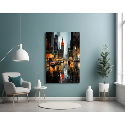 Empire State Building Rainy Night Canvas Wall Art | Contemporary Home Wall Art | vintageantiquesgifts.com