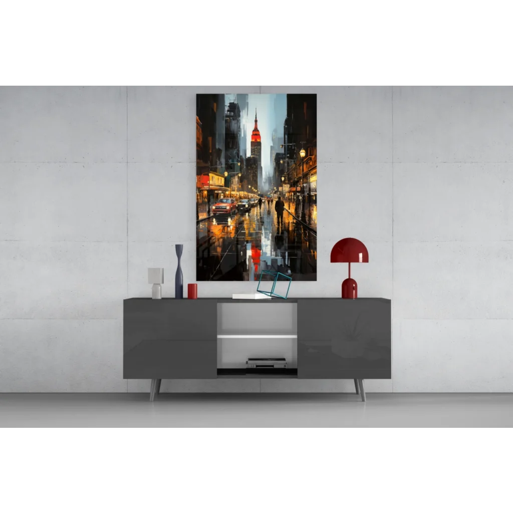Rainy Empire State Building night wall art canvas print