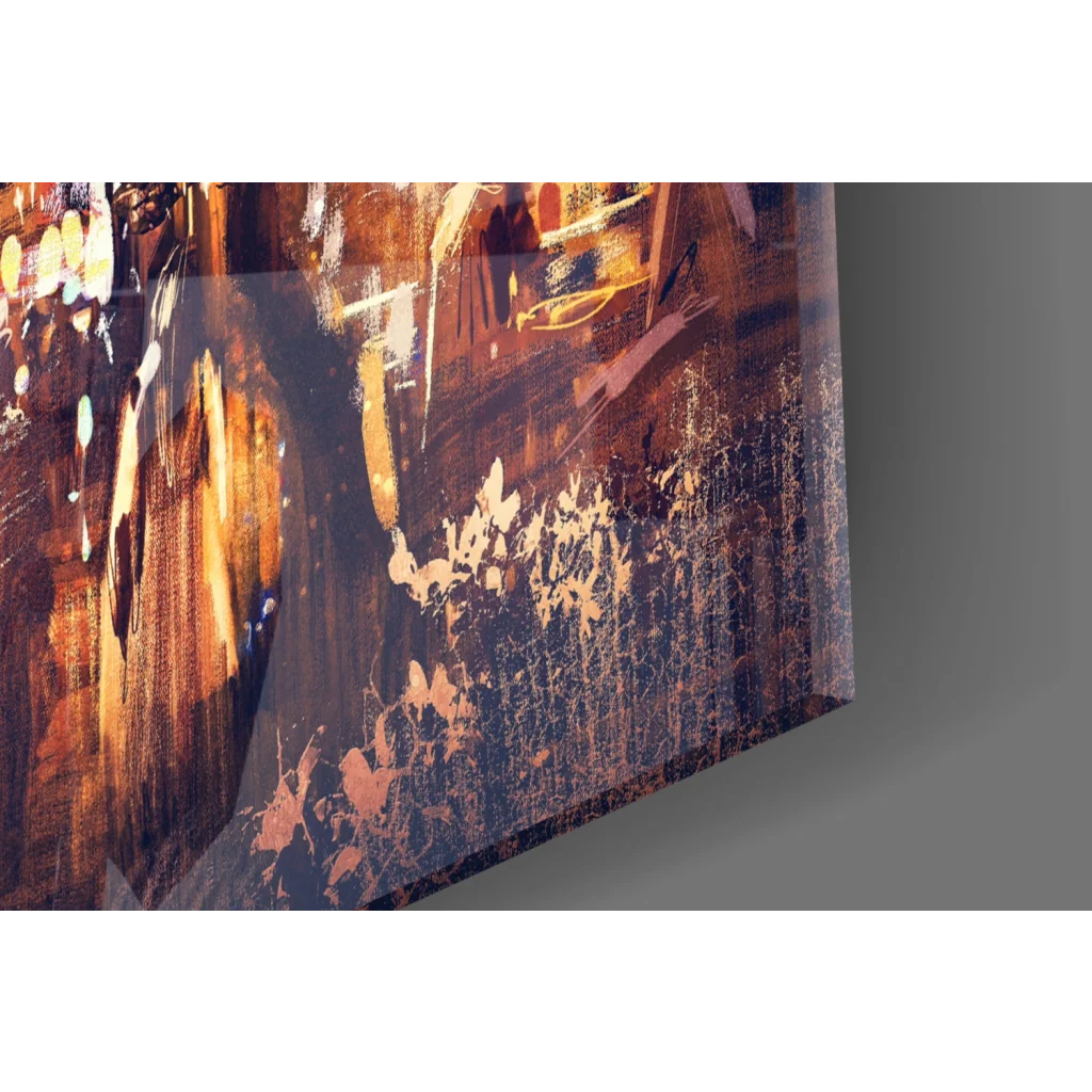 Abstract textured canvas wall art in amber, gold, and brown hues
