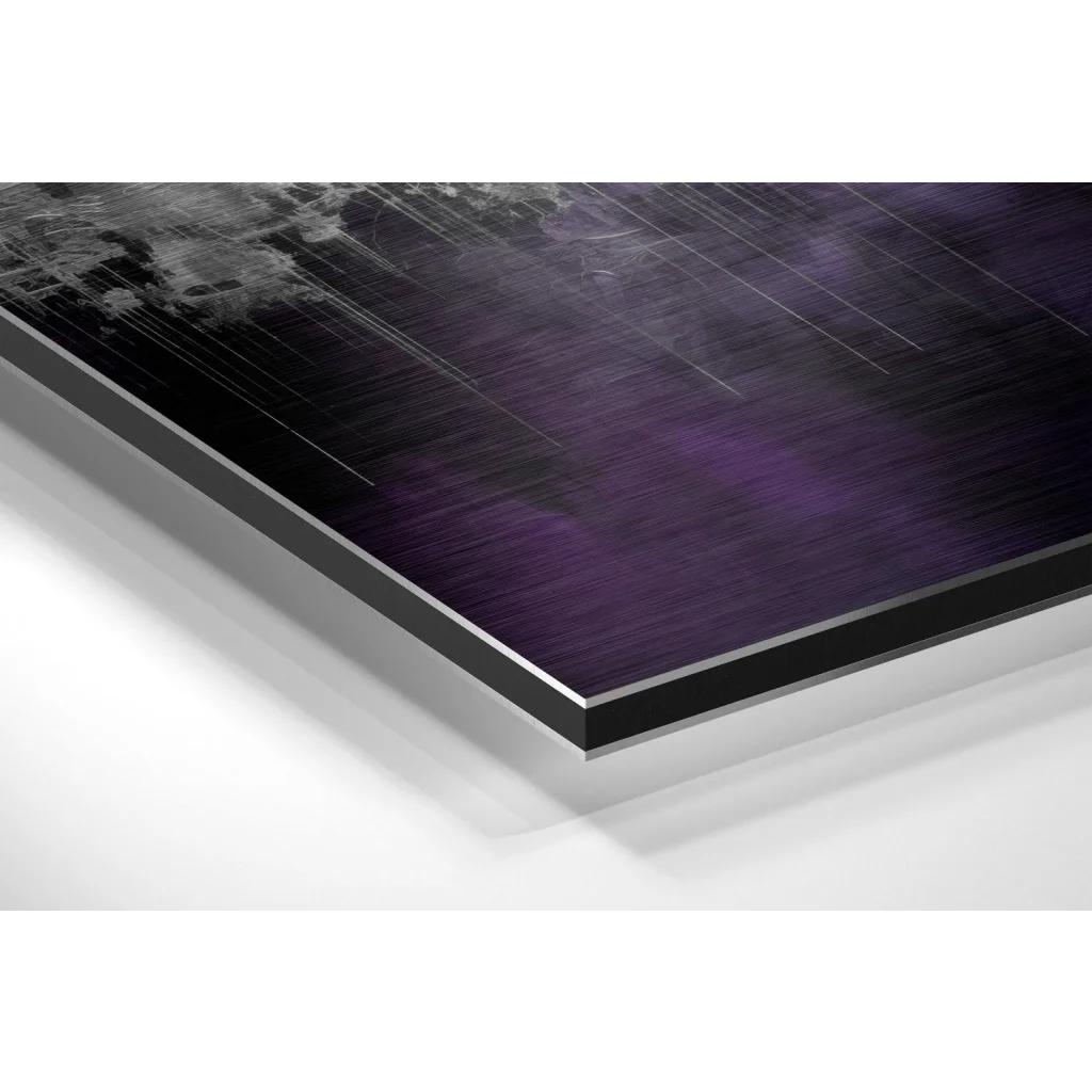 Stunning Brushed Aluminium Dibond Purple Cityscape Print | Glass Wall Art Print | vintageantiquesgifts.com