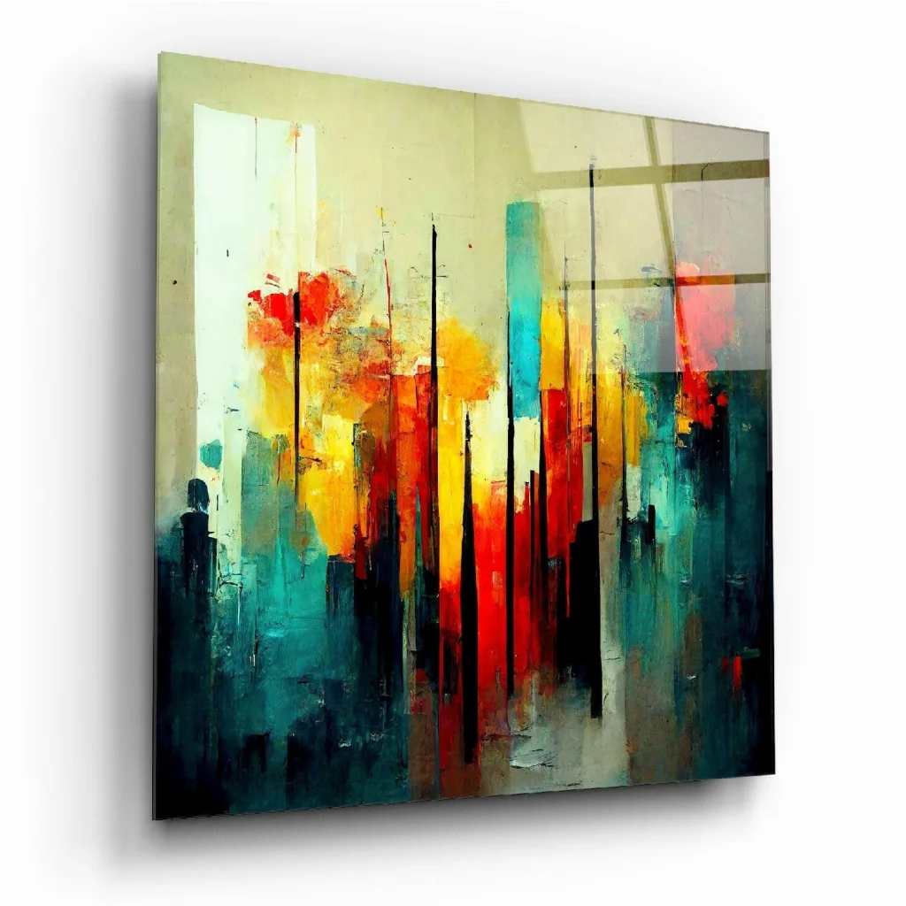 Vibrant Abstract Glass Wall Art with Bold Textured Brushstrokes | Insigneart USA | vintageantiquesgifts.com