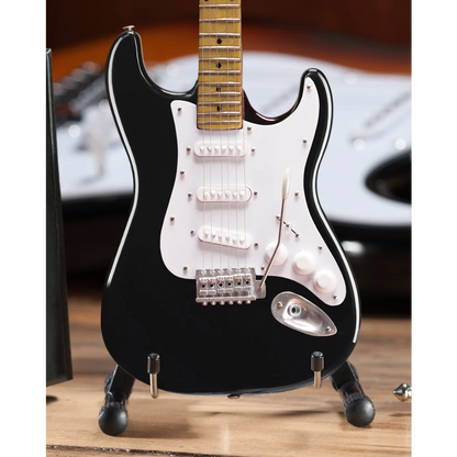 Classic Black Fender Strat Mini Guitar on Adjustable A-Frame Stand