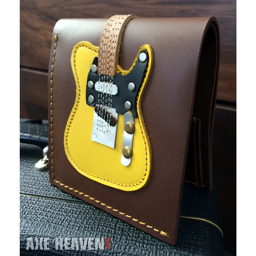 Classic blonde electric guitar wallet in genuine leather