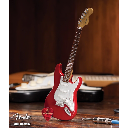 Red Axe Heaven Fender Stratocaster mini guitar model in case gift