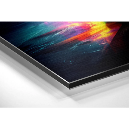 Vibrant abstract digital art on brushed aluminium dibond frame