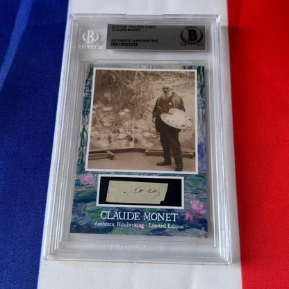 Claude monet authentic handwriting trading card featuring a sepia photograph and autograph in a beckett slab