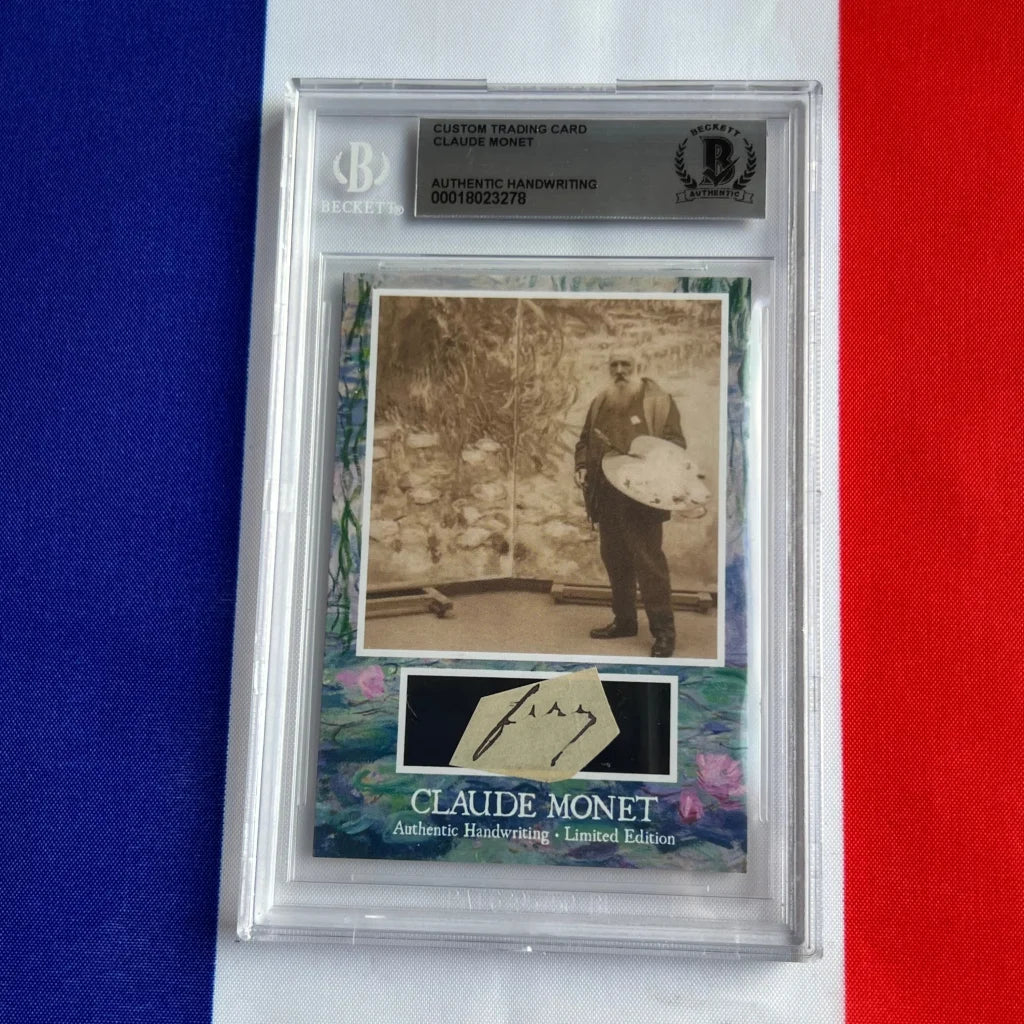 Claude Monet authentic handwriting trading card in protective case