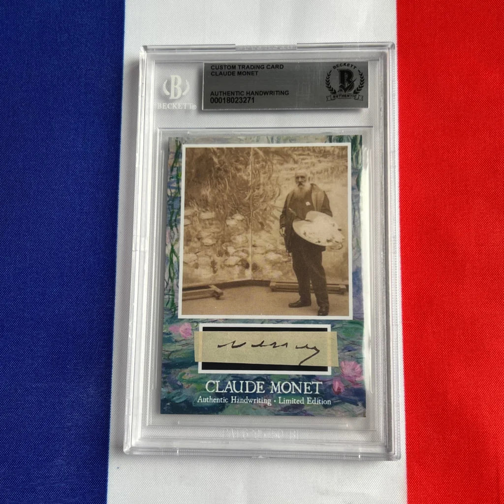 Silver framed Claude Monet authentic handwriting trading card
