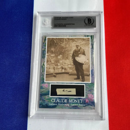 Vintage photo album with Claude Monet authentic handwriting trading card