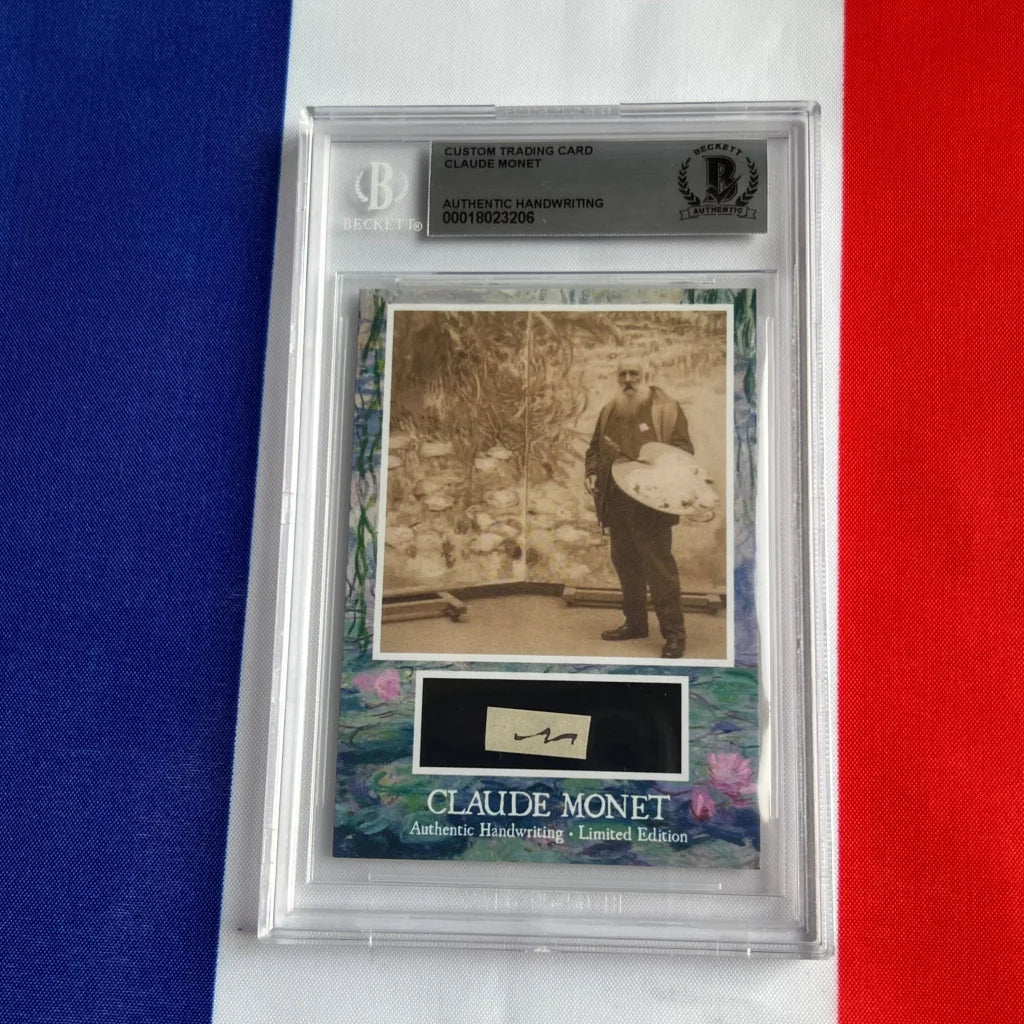 Limited edition Claude Monet authentic handwriting trading card in acrylic case