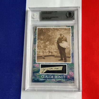 Limited edition Claude Monet authentic handwriting trading card with signature and photo in clear plastic