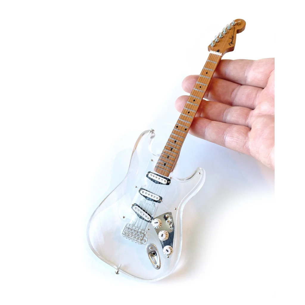 Mini Axe Heaven Clear Acrylic Fender Strat Guitar Model
