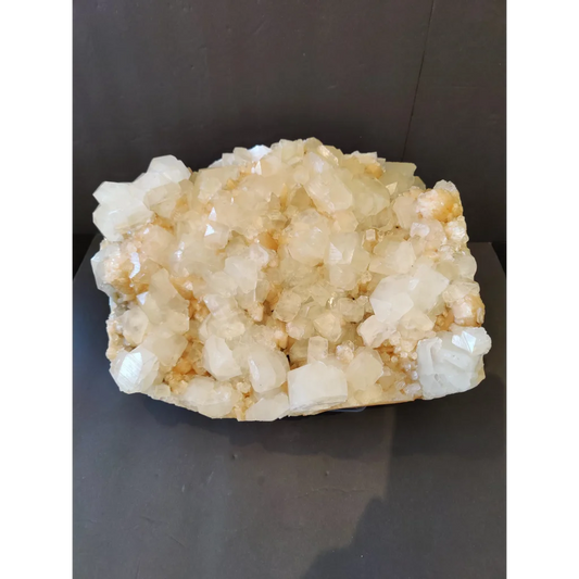 Clear apophyllite with peach stilbite cabinet specimen, translucent 10kg
