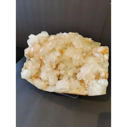 Clear apophyllite with peach stilbite geode, 10kg cabinet specimen
