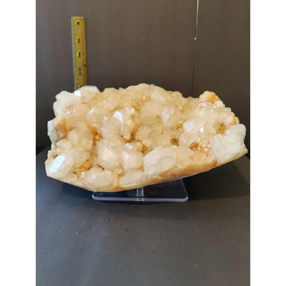 Clear apophyllite with peach stilbite quartz cluster, 10kg specimen