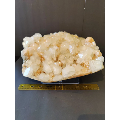 Clear apophyllite with peach stilbite geode, 10kg cabinet specimen