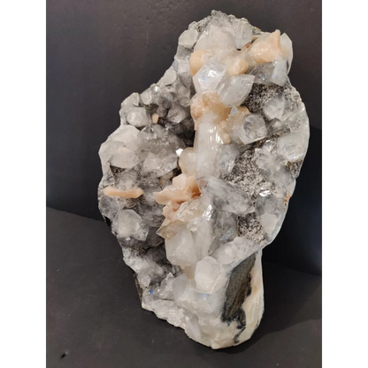 Clear apophyllite with peach stilbite geode specimen, 7825g