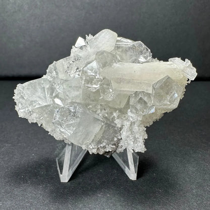 Clear apophyllite with white stilbite crystal cluster from India