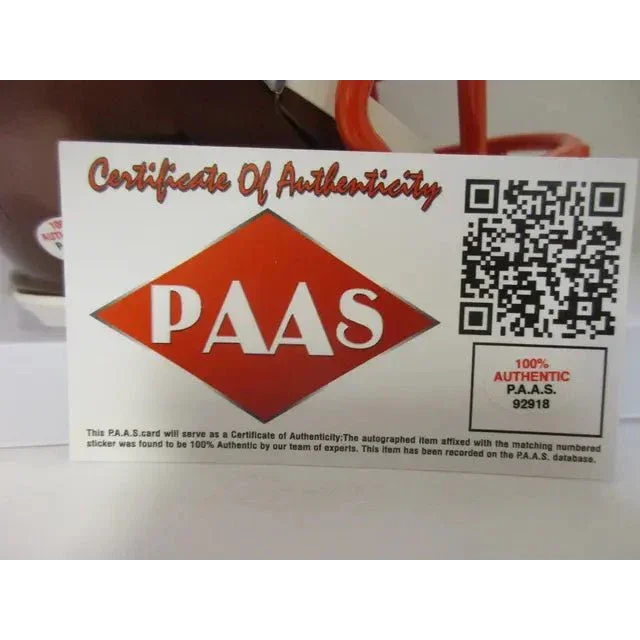 Certificate of authenticity for Cleveland Browns signed autographed mini helmet