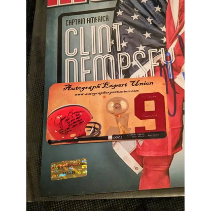 Collectibles and memorabilia on a poster featuring Clint Dempsey Team USA autographed memorabilia