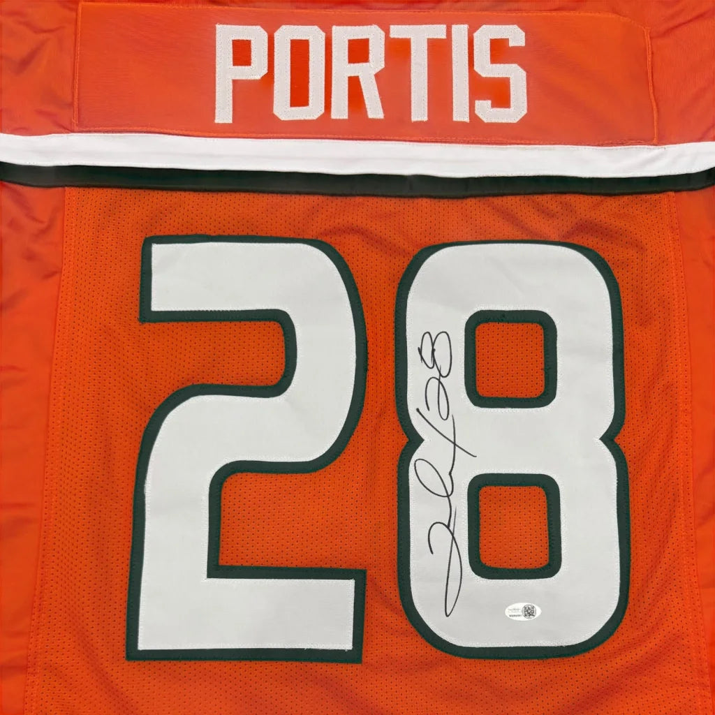 Clinton Portis autographed Miami Hurricanes custom jersey orange #28