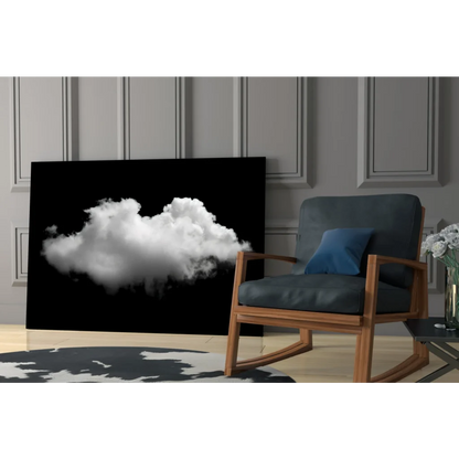 Stunning monochrome cloud glass wall art panel in black and white