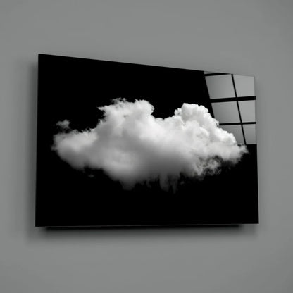 Stunning monochrome cloud glass wall art panel in black and white