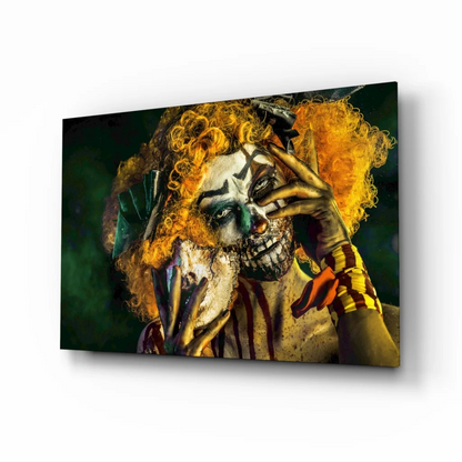 Menacing Clown Canvas Wall Art with Fiery Orange Hair | Insigneart USA | vintageantiquesgifts.com