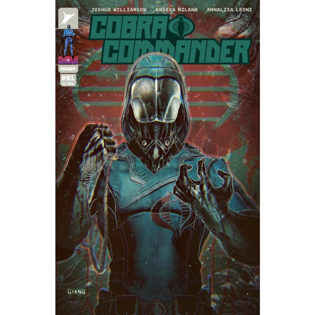 Black and silver Cobra Commander helmet with intricate Energon design