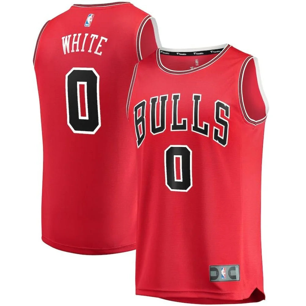 Red Chicago Bulls replica jersey with Coby White number 0 for large size fans