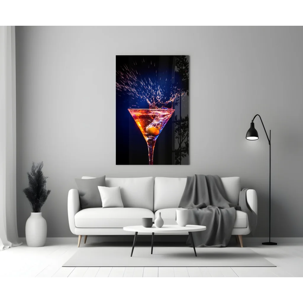 Martini Splash Glass Wall Art Canvas Print | Modern Wall Art Decor | vintageantiquesgifts.com