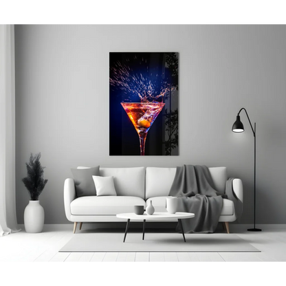Martini Splash Glass Wall Art Canvas Print | Modern Wall Art Decor | vintageantiquesgifts.com
