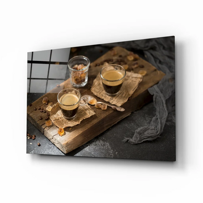 Rustic Espresso Coffee Bar Glass Wall Art Print | Insigneart USA | vintageantiquesgifts.com