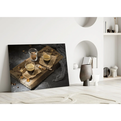 Rustic Espresso Coffee Bar Glass Wall Art Print | Modern Wall Art Decor | vintageantiquesgifts.com
