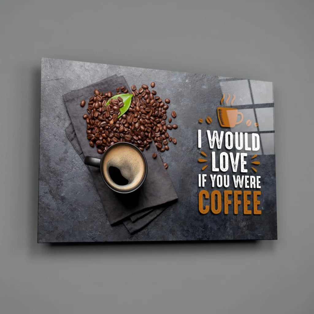 Coffee lover wall art canvas print with gold lettering and beans