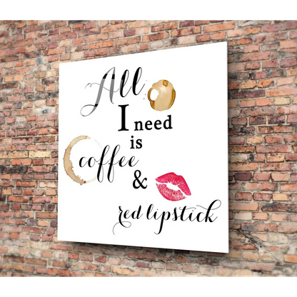 Coffee and Lipstick Tempered Glass Art with Size Comparison