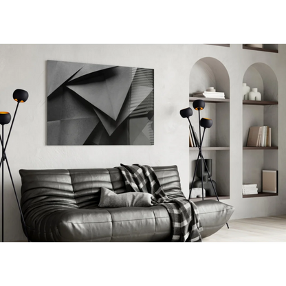 Sharp Black Geometric Glass Wall Art with Angular Triangular Design | Contemporary Home Wall Art | vintageantiquesgifts.com