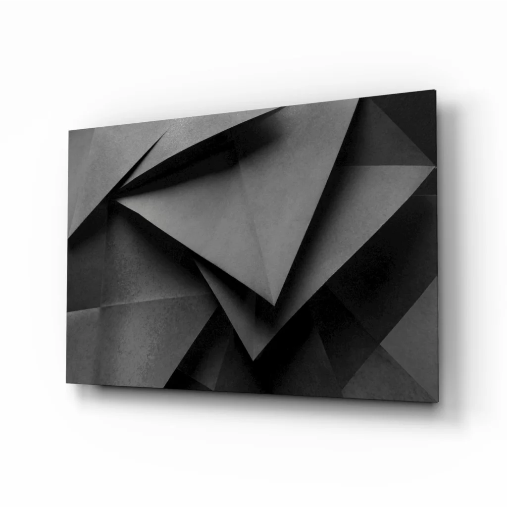 Sharp Black Geometric Glass Wall Art with Angular Triangular Design | Insigneart USA | vintageantiquesgifts.com