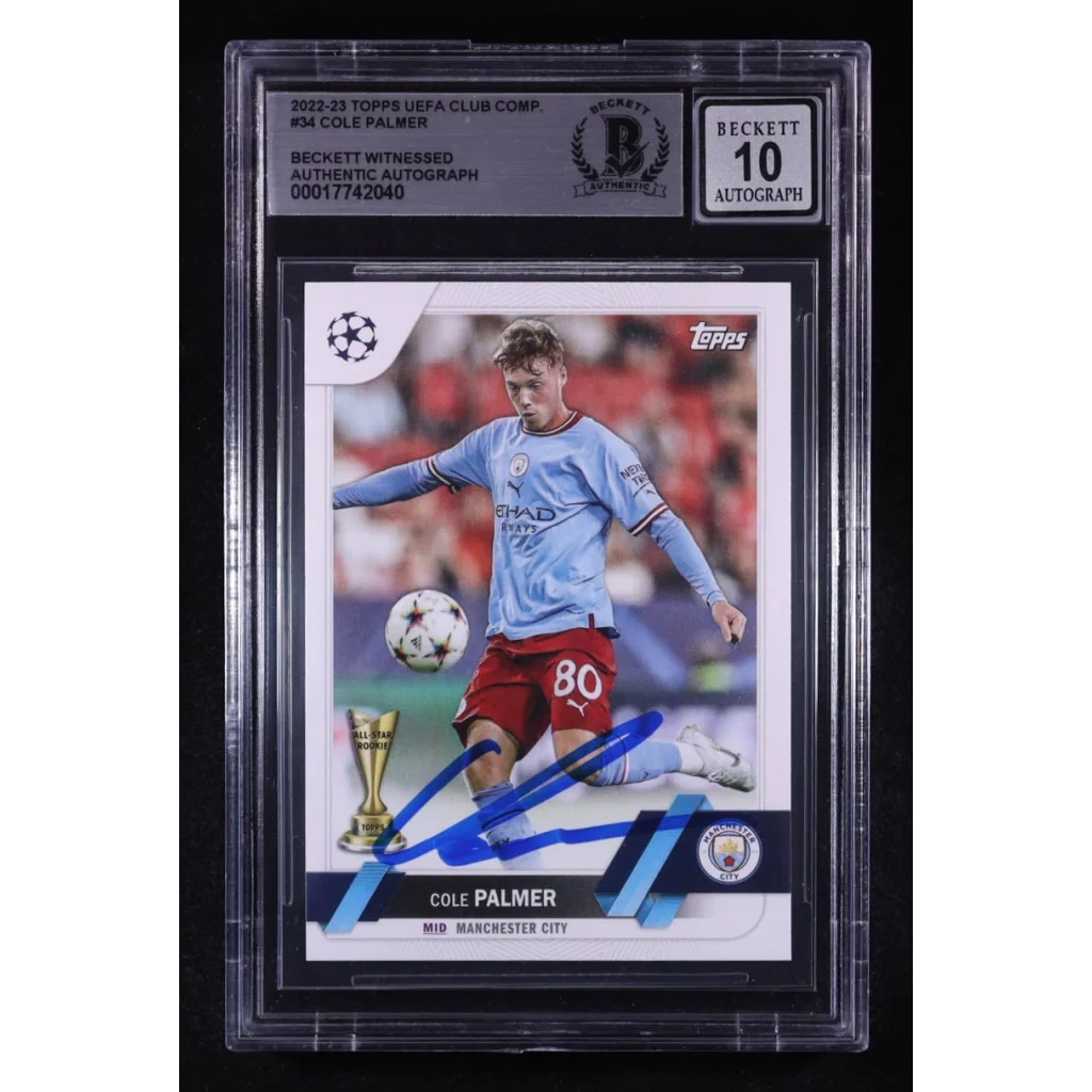 Cole Palmer autographed 2022-23 Topps UEFA Club Competitions #34 Beckett 10 slab