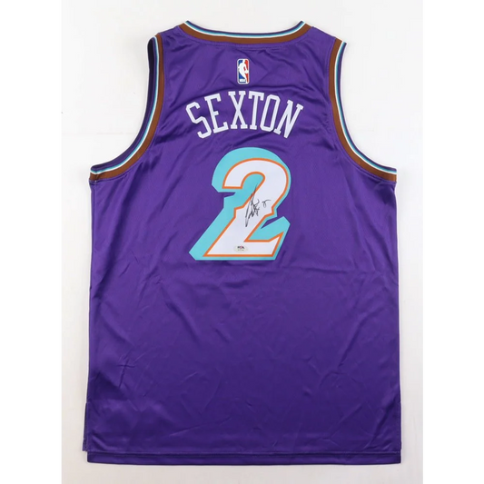 Collin Sexton signed purple Utah Jazz jersey with autograph and PSA authentication