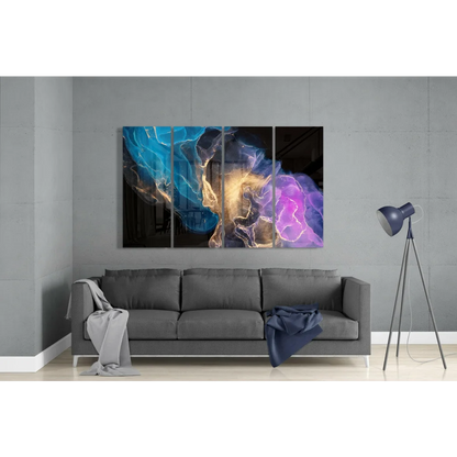 Cosmic Swirl Glass Wall Art in Electric Blue Purple and Gold | Modern Wall Art Decor | vintageantiquesgifts.com