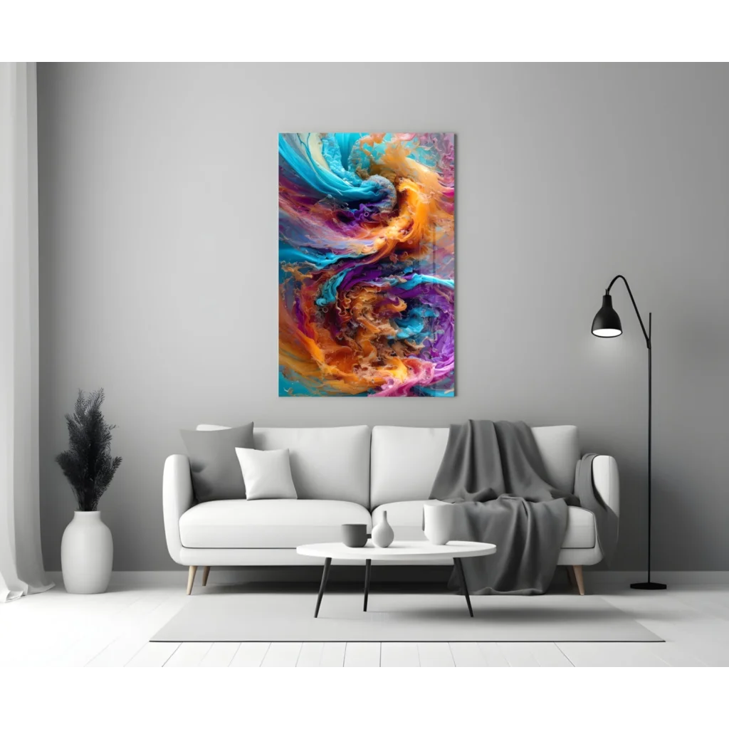 Swirling Teal and Orange Abstract Wall Art Canvas | Modern Wall Art Decor | vintageantiquesgifts.com