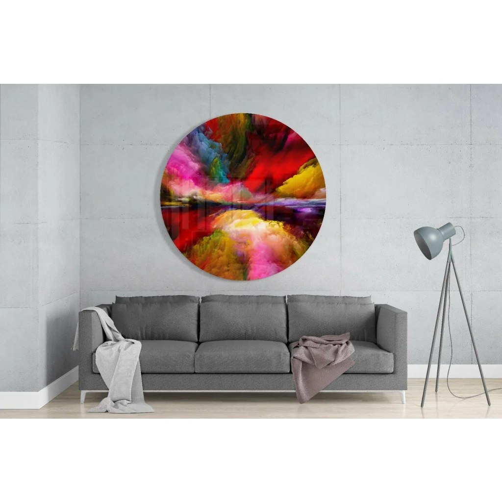Swirling Color Burst Tempered Glass Art | Glass Wall Art Print | vintageantiquesgifts.com