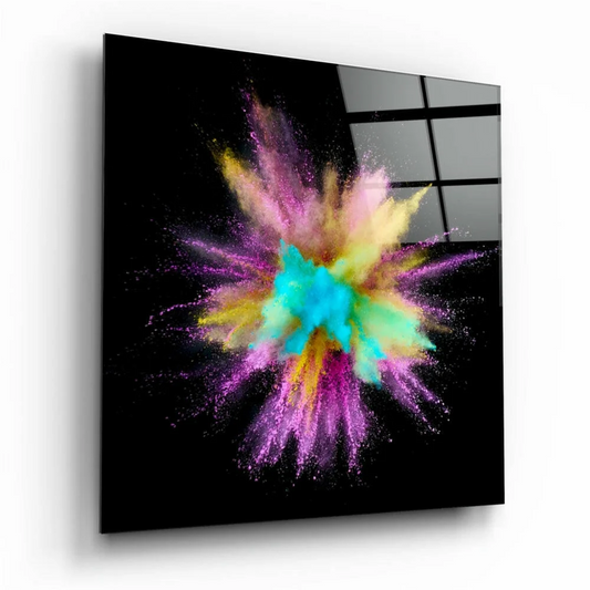 Explosive Color Burst Glass Wall Art on Black Panel | Insigneart USA | vintageantiquesgifts.com