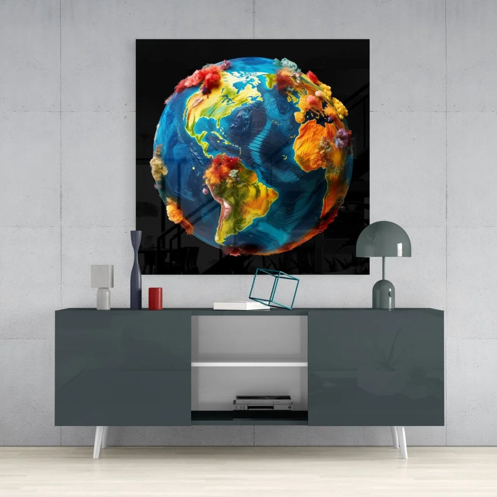 Vibrant Tempered Glass Art with Bold Abstract Swirls | Contemporary Home Wall Art | vintageantiquesgifts.com