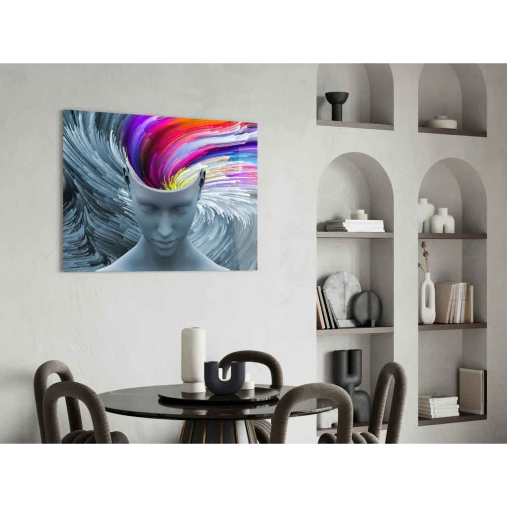 Vibrant rainbow mind explosion abstract wall art canvas print